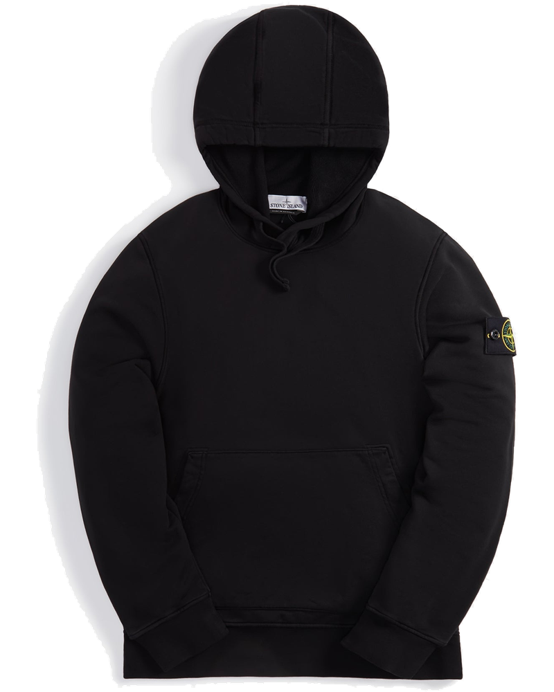 Brushed Cotton Fleece Garment Dyed Hoodie Black Stone island оригінал – Купити в Україні