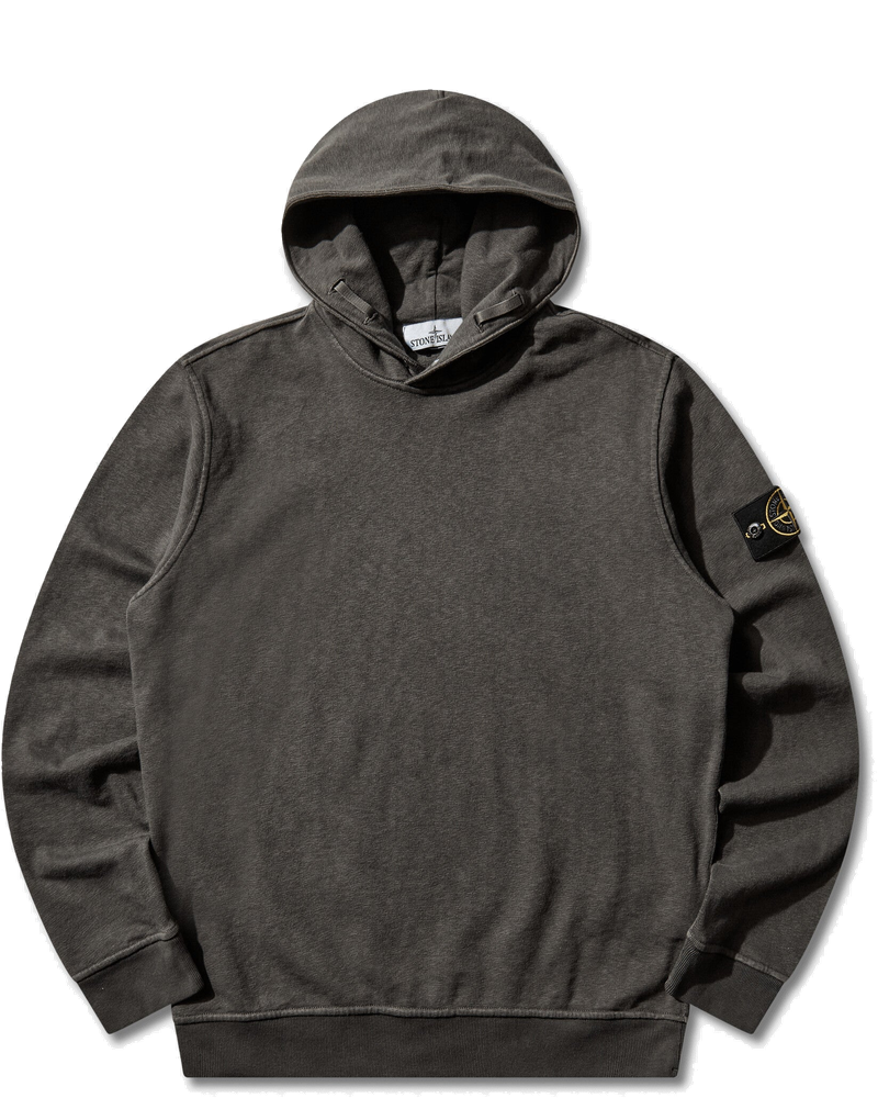 Оригінальна Mens Malfilé Fleece Old Effect Hoodie Charcoal Grey Stone island