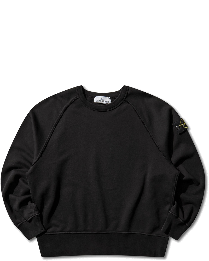 Mens Organic Cotton Fleece Oversized Crewneck Sweatshirt Black Stone island оригінал – Купити в Україні