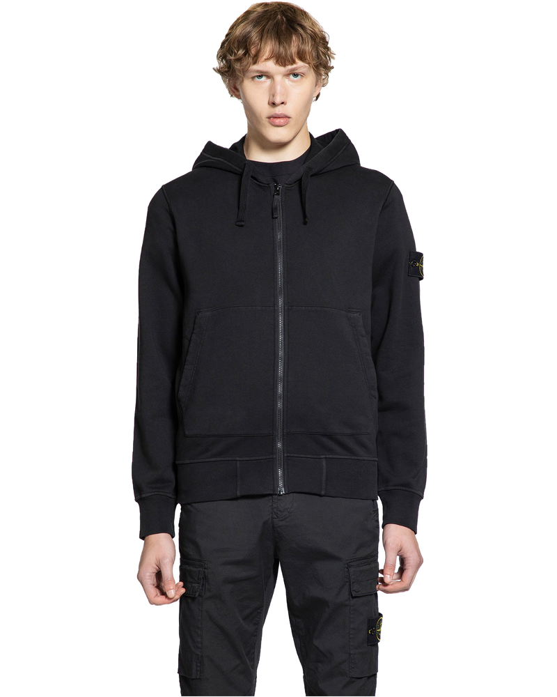 Cotton Fleece Hooded Zip Sweatshirt Stone island оригінал – Купити в Україні