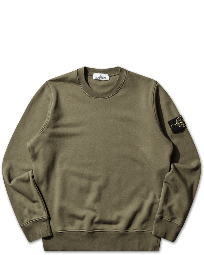 Оригінальна Mens Organic Cotton Fleece Crewneck Sweatshirt Military Green Stone island