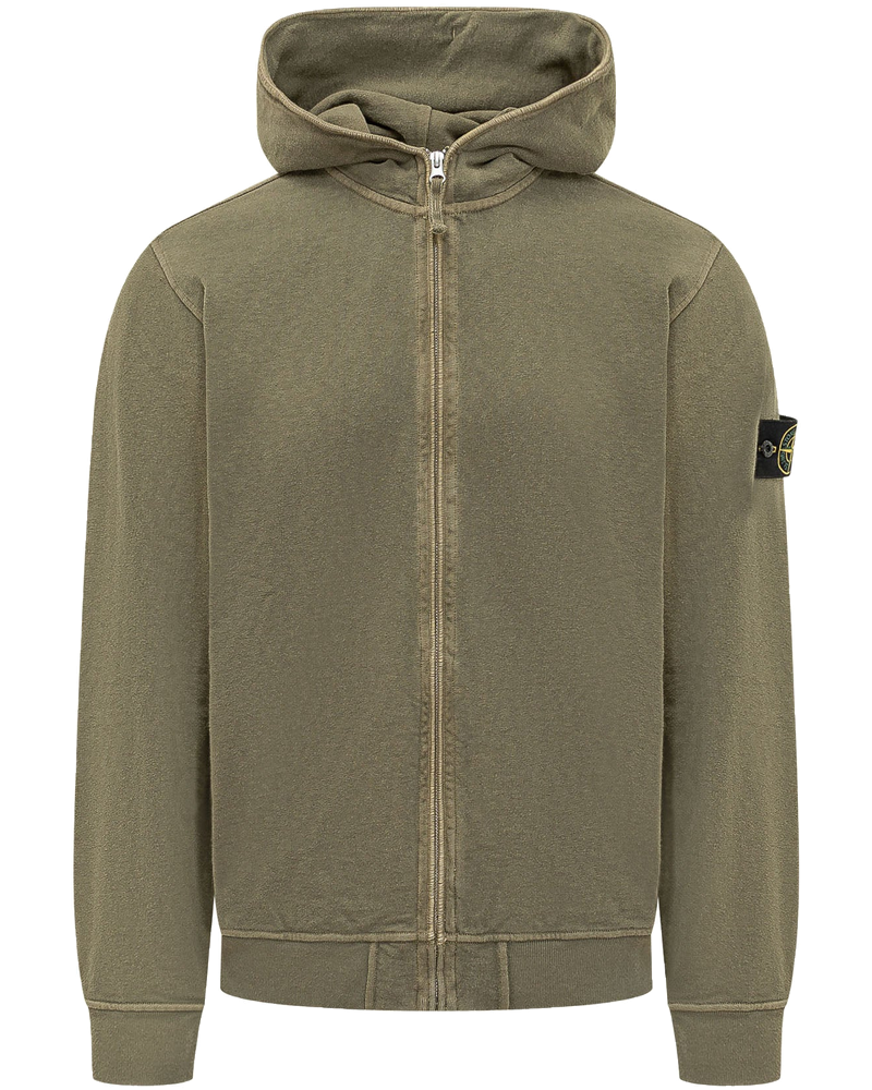 Green Cotton Zip-Up Hoodie Stone island – Гарантія оригінальності