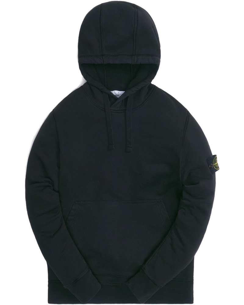 Оригінальна Cotton Fleece Garment Dyed Hooded Sweatshirt Black Stone island