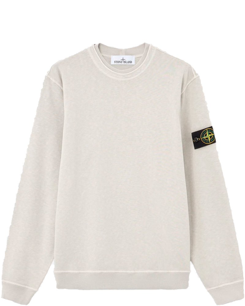 Оригінальна Gray Cotton Malfilé Fleece Old-Effect Crewneck Sweatshirt Stone island
