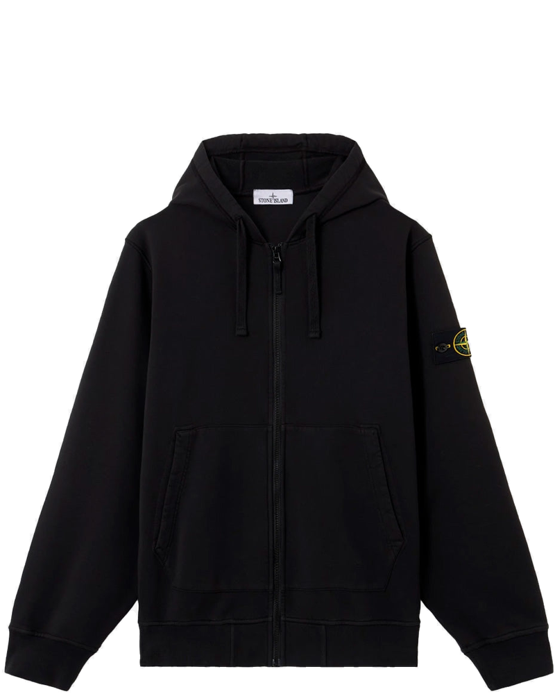 Black Cotton Fleece Hoodie With Raglan Sleeves And Badge Stone island – Гарантія оригінальності