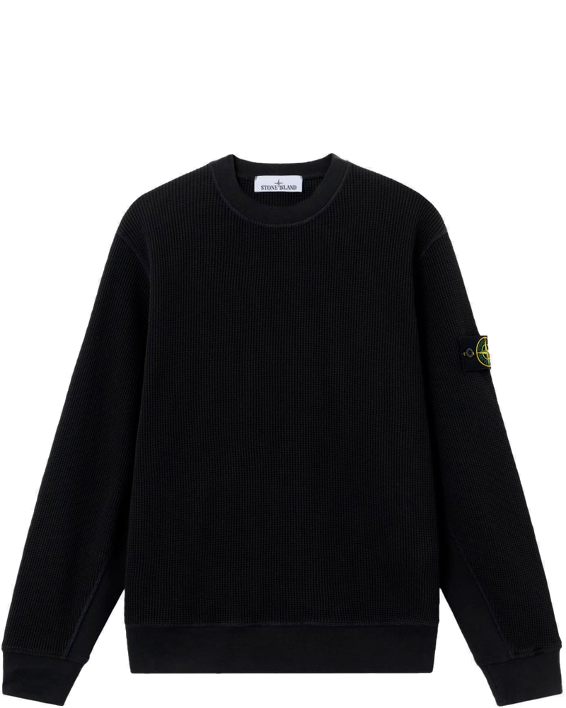 Оригінальна Black Waffle Fleece Crewneck Sweatshirt Stone island