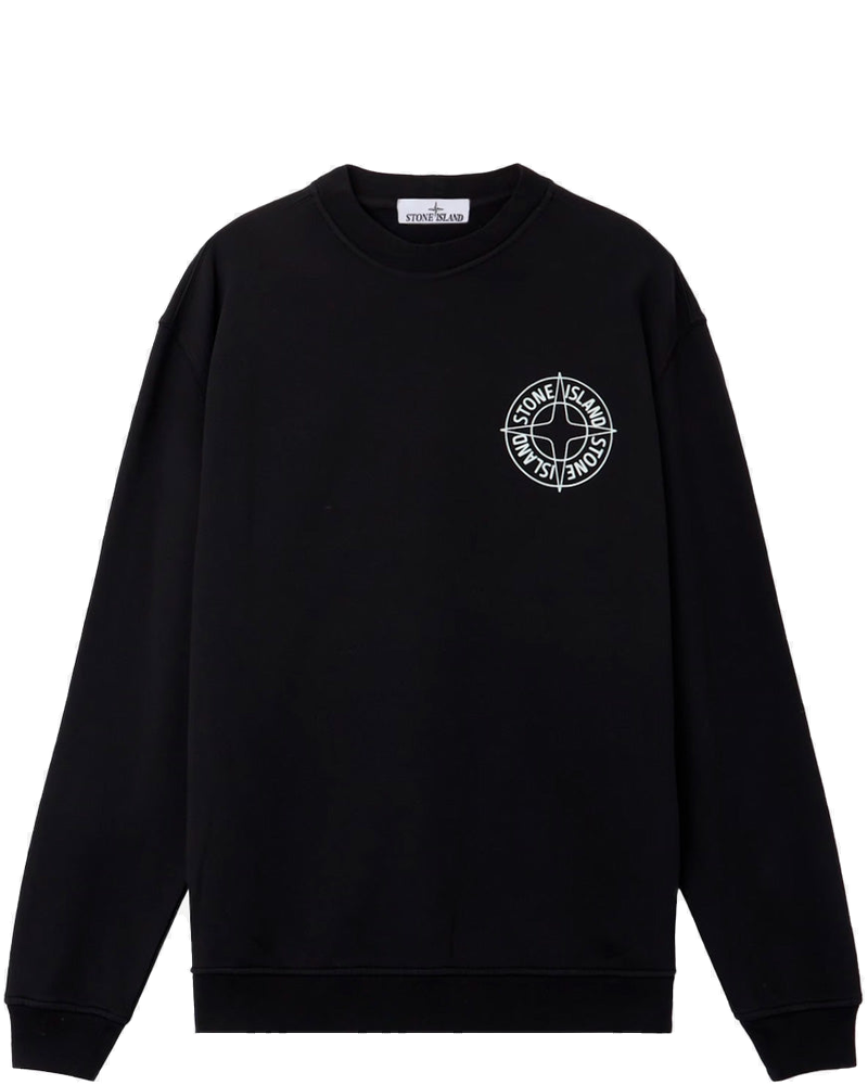 Oversized Black Crewneck Sweatshirt With Outline Compass Print Stone island оригінал – Купити в Україні