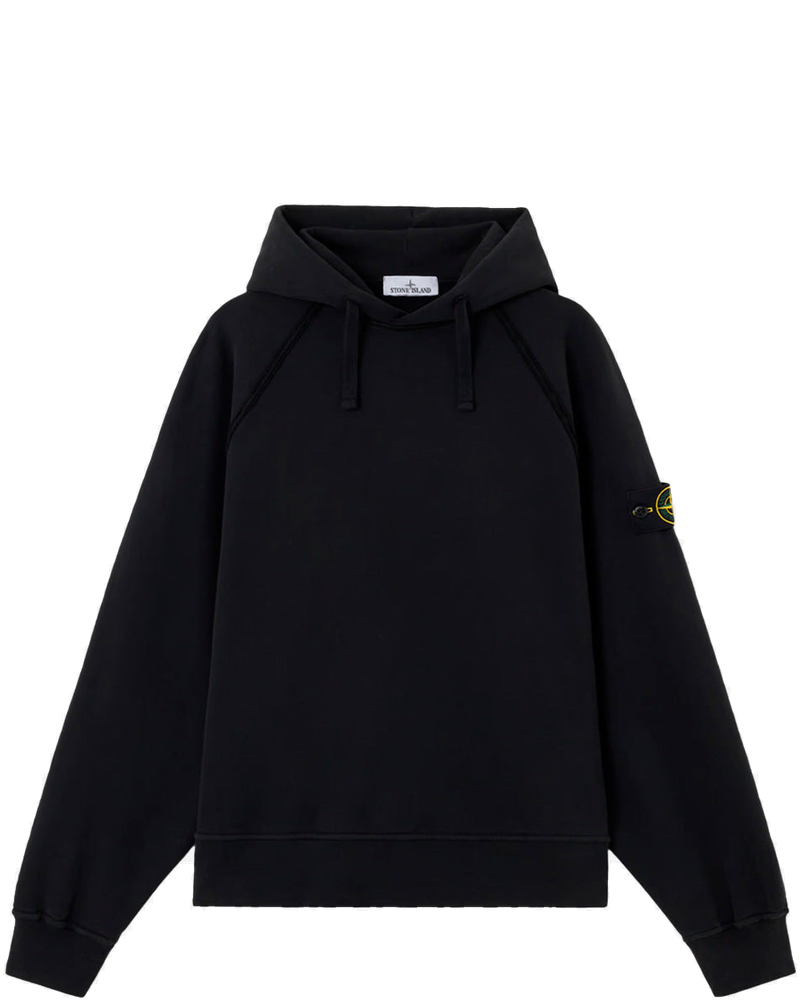 Оригінальна Black Cotton Gauzed Hoodie With Badge Stone island