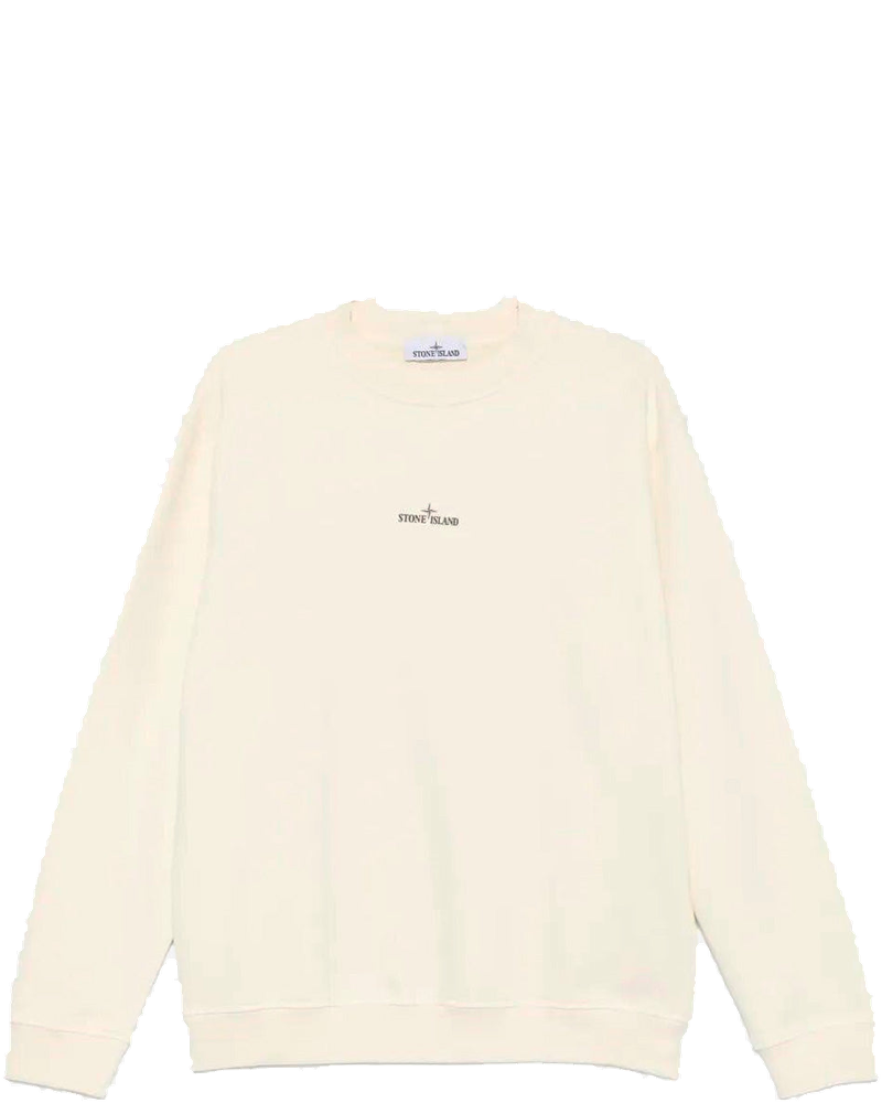 Оригінальна Cream Crewneck Oversized Sweatshirt With Industrial Four Print Stone island