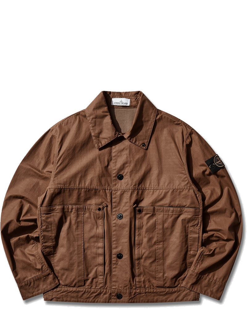 Оригінальна Mens Double-Coated Cotton Ripstop Coach Jacket Shadow Brown Stone island