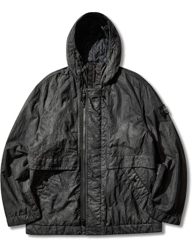 Mens Dense Nylon-Tc Hand Sprayed Reflective Hooded Jacket Black Stone island оригінал – Купити в Україні