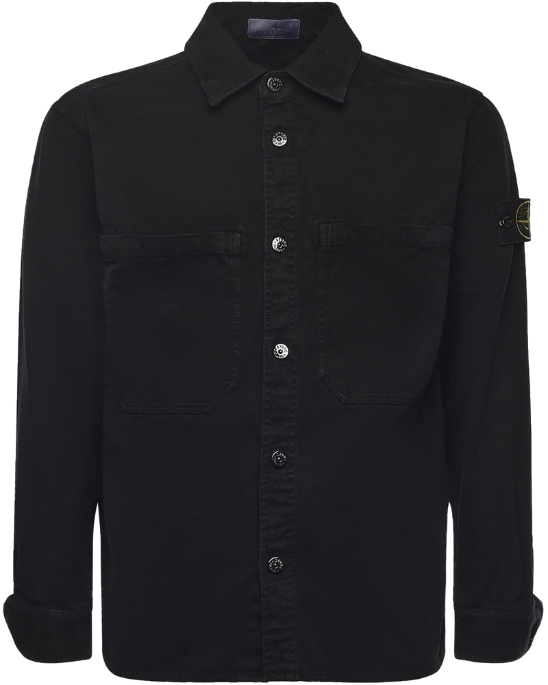 Оригінальна Overshirt In Cotone Biologico Con Logo Stone island