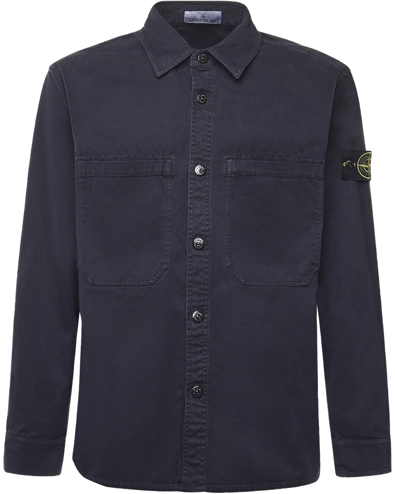 Оригінальна Overshirt In Cotone Biologico Con Logo Stone island