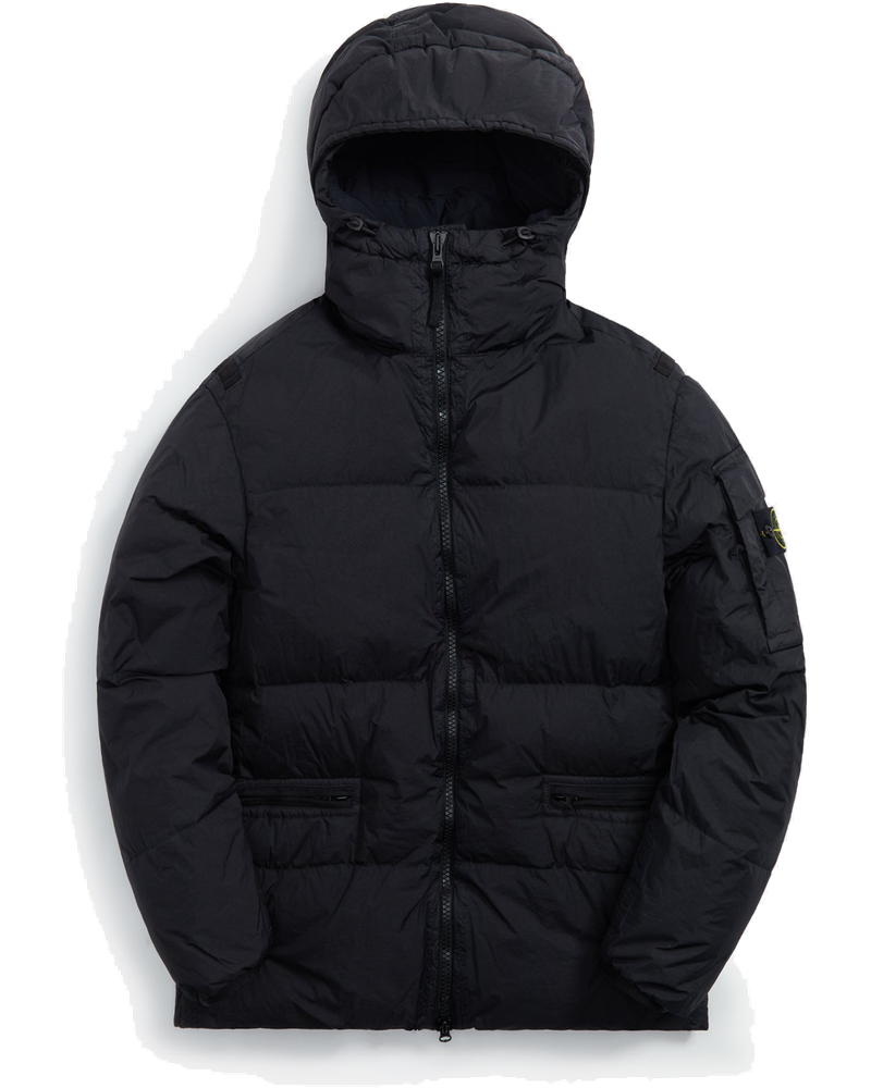 Garment Dyed Crinkle Reps Hooded Down Jacket Black Stone island – Гарантія оригінальності