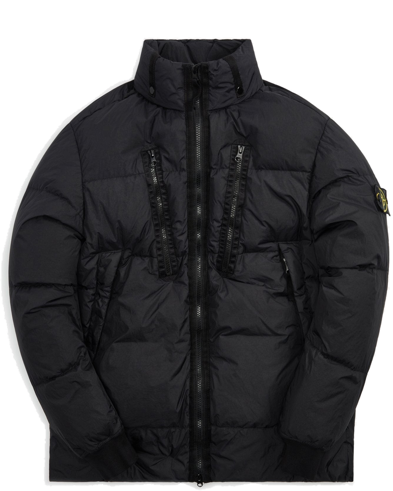 Оригінальна Garment Dyed Crinkle Reps Real Down Jacket Black Stone island