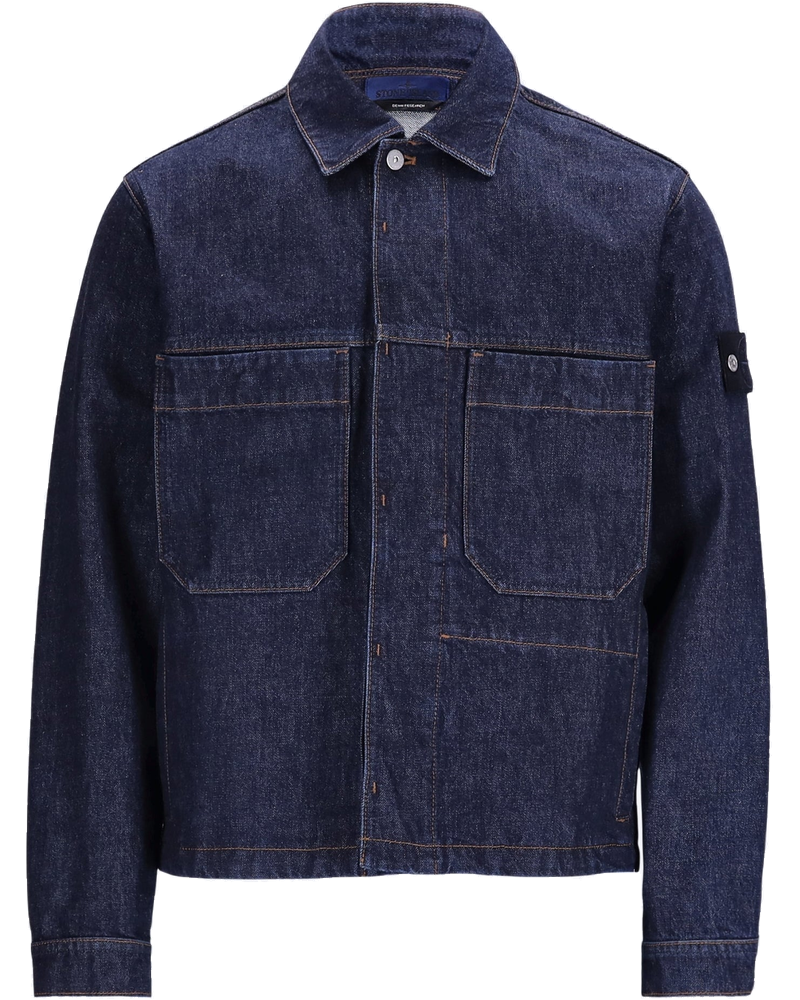 Оригінальна Indigo Denim-Rinsed Biker Jacket Stone island