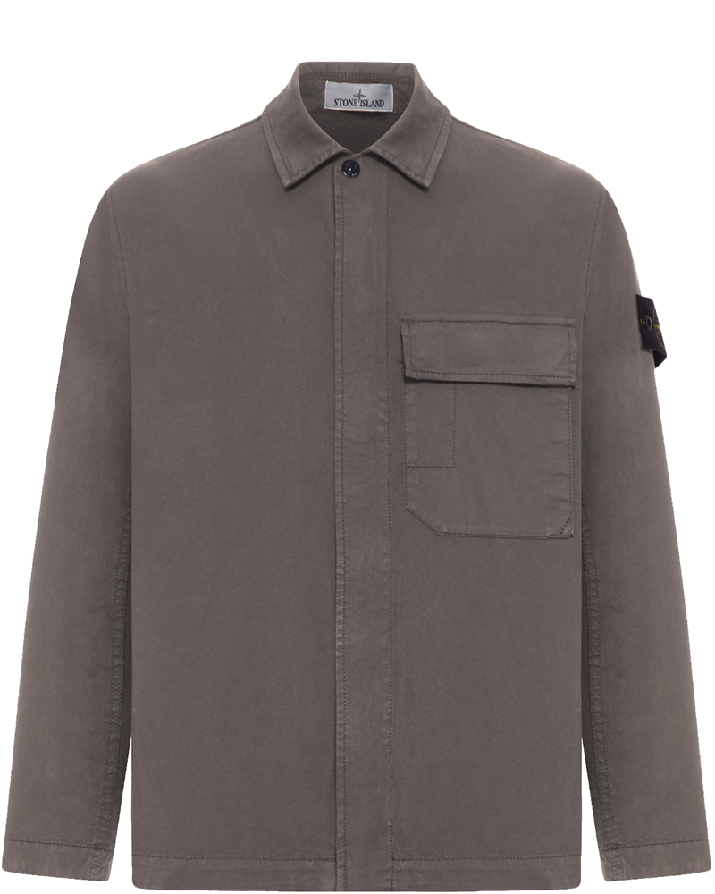 Cotton Overshirt With Chest Pocket And Removable Badge Stone island оригінал – Купити в Україні