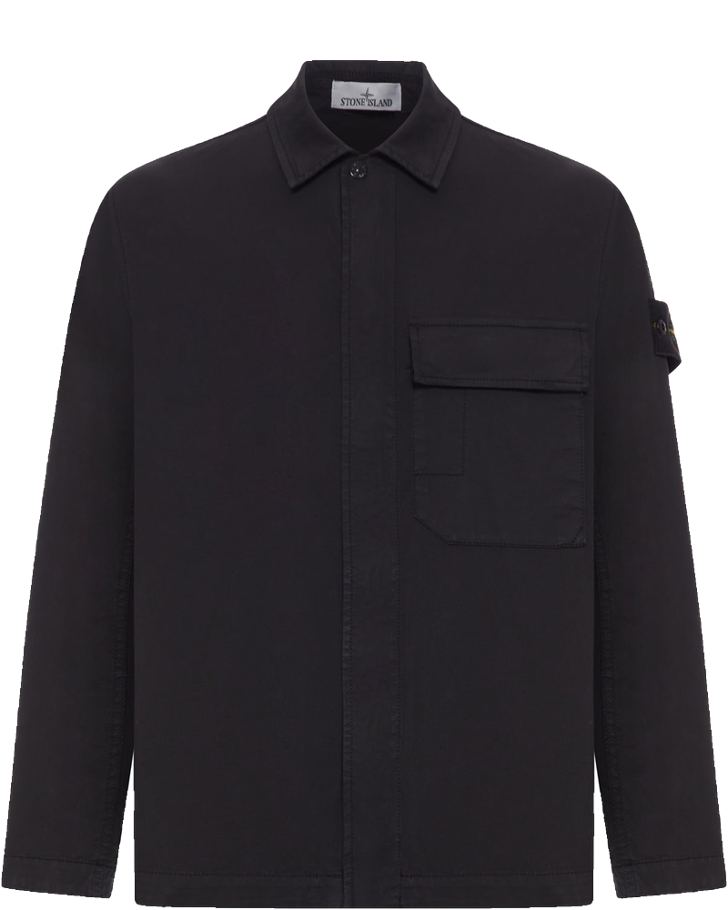 Cotton Overshirt With Chest Pocket And Removable Badge Stone island оригінал – Купити в Україні