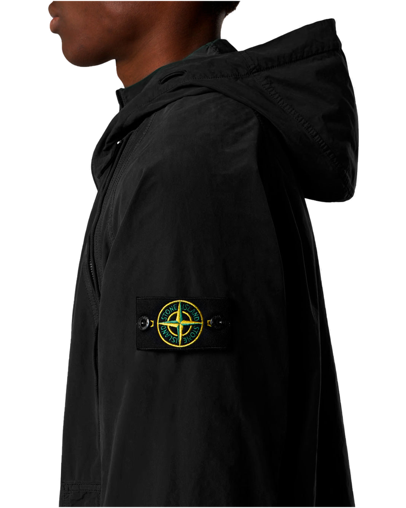Оригінальна Lightweight Black David Jacket With Hood And Drip Proof Stone island