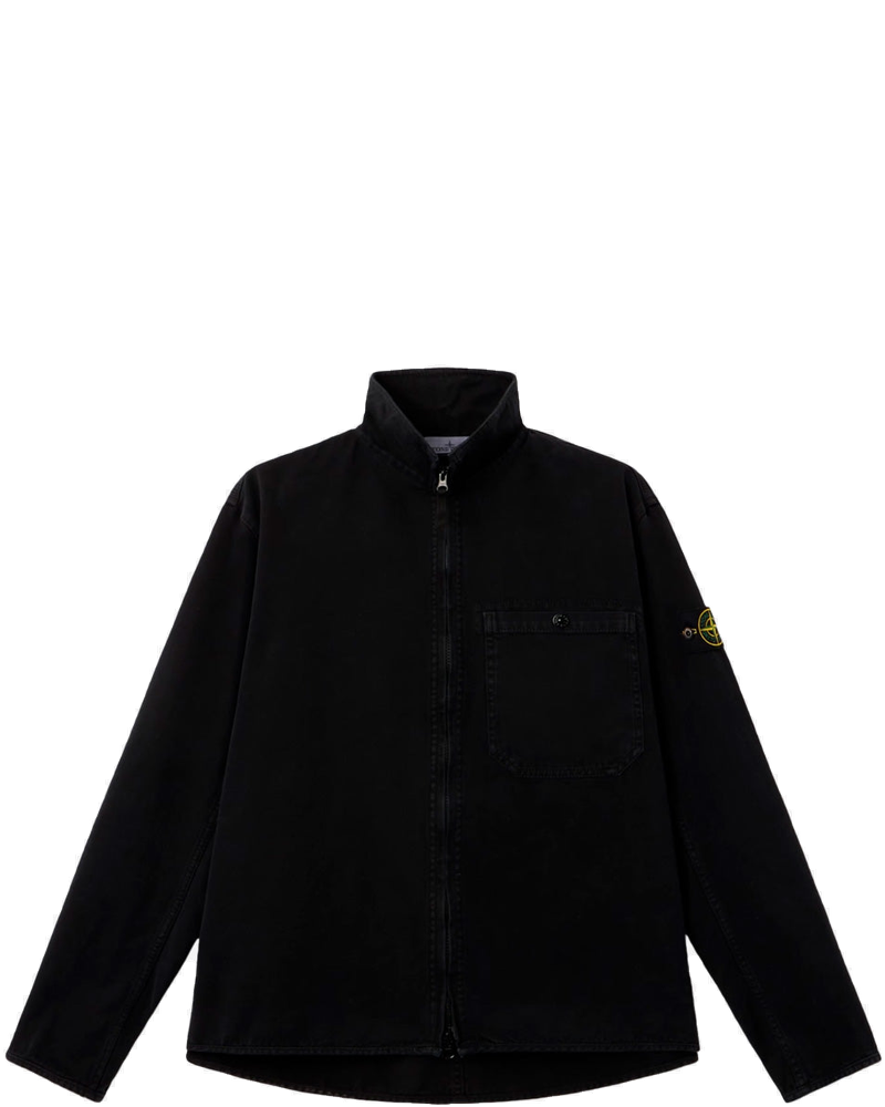 Оригінальна Black Panama Cotton Overshirt With Old Effect Stone island