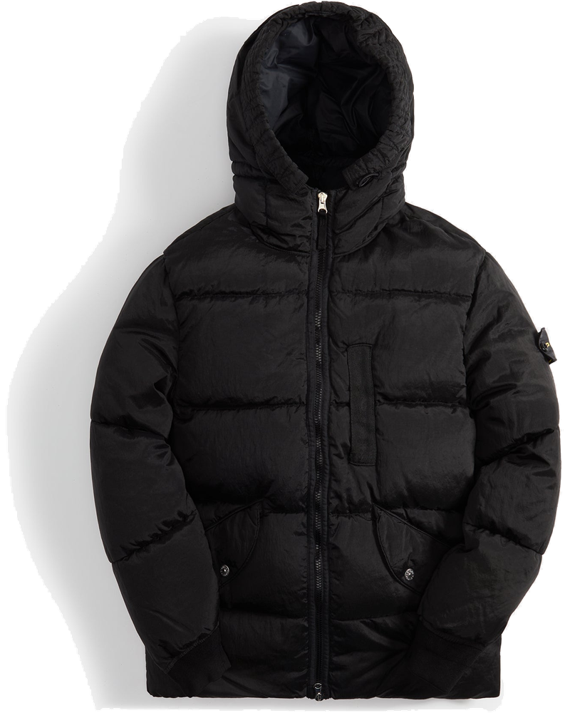 Оригінальна Nylon Metal Garment Dyed Hooded Down Jacket Black Stone island