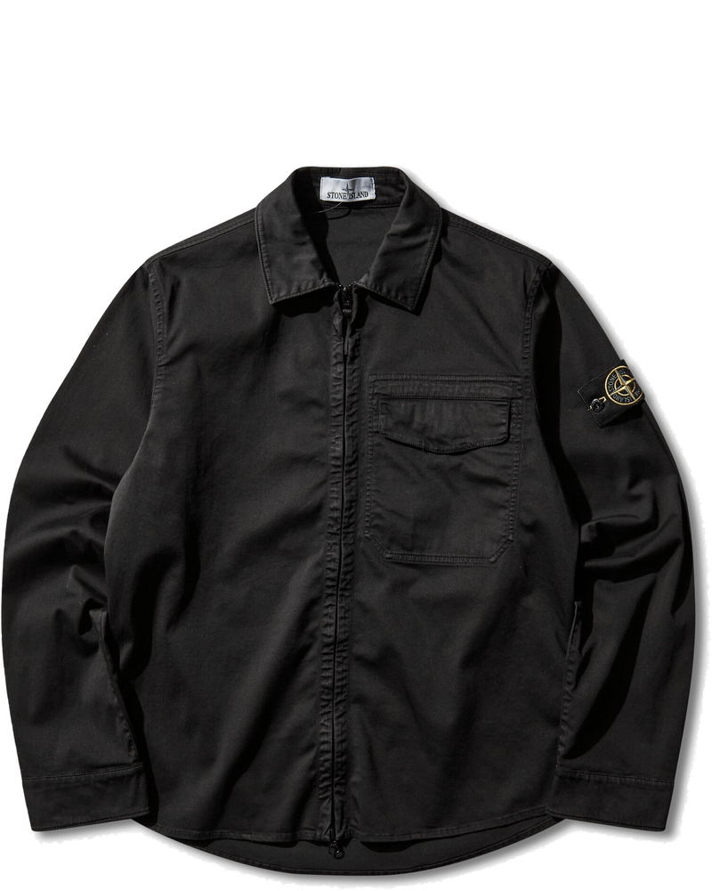 Mens Stretch Organic Cotton Satin Overshirt Black Stone island – Гарантія оригінальності