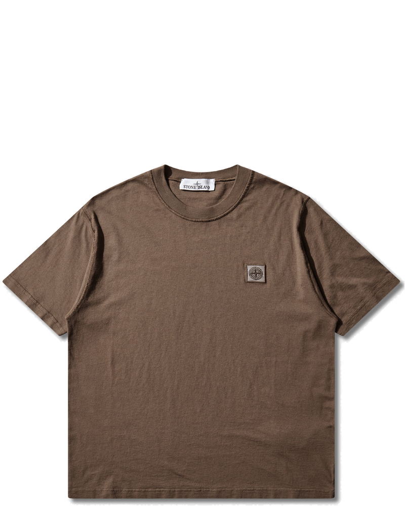Mens Organic Cotton Jersey Fissato Effect T-Shirt Shadow Brown Stone island – Гарантія оригінальності