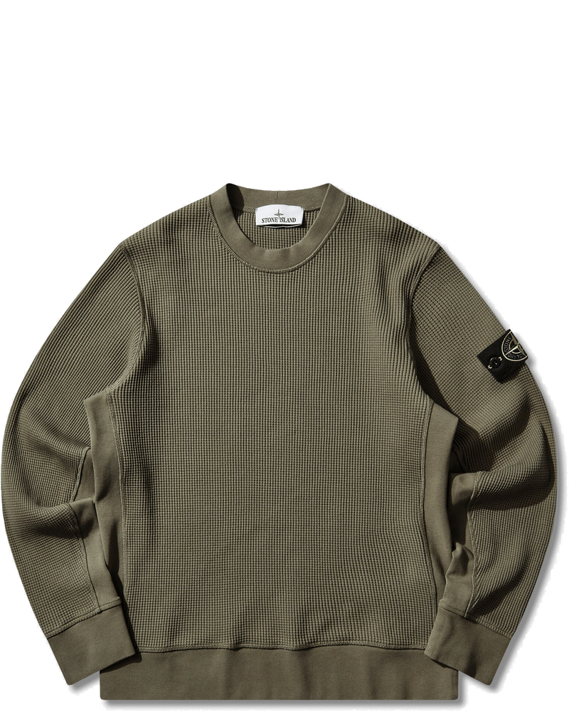 Mens Waffle Knit Sweater Military Green Stone island оригінал – Купити в Україні