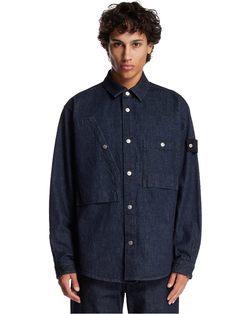 Dark Blue Cotton Denim Shirt Stone island – Гарантія оригінальності