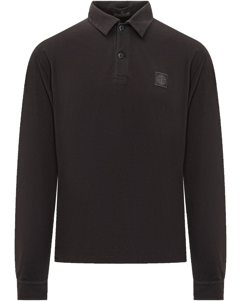 Оригінальна Black Long Sleeve Polo With Logo For Men Stone island