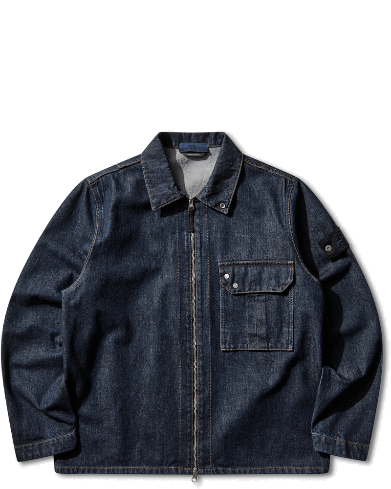 Mens Indigo Denim-Rinsed Overshirt Blue Rinse Stone island оригінал – Купити в Україні