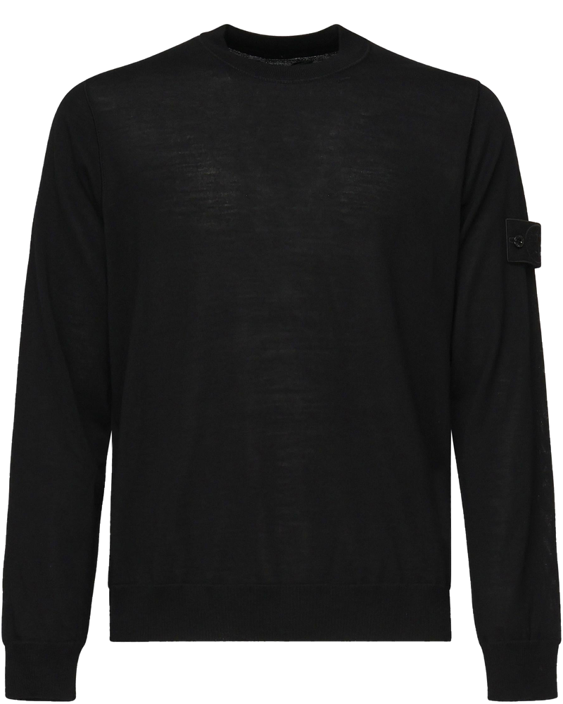 Оригінальна Maglia Girocollo Nero In Lana Leggera Stone island