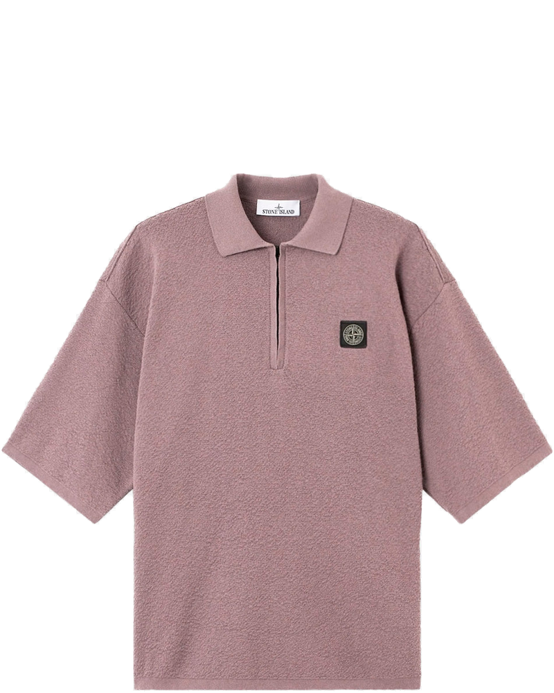 Lilac Oversized Short Sleeve Polo Shirt With Zipper And Compass Patch Stone island – Гарантія оригінальності