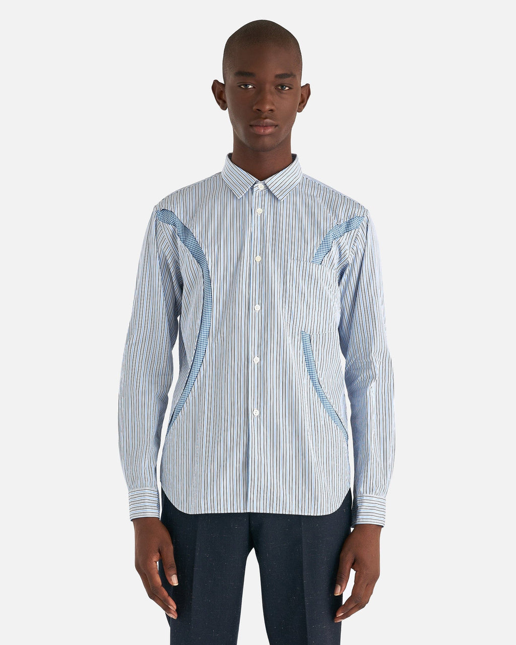 Оригінальна Stripe Printed Shirt In Blue Comme des garcons – боковий вид