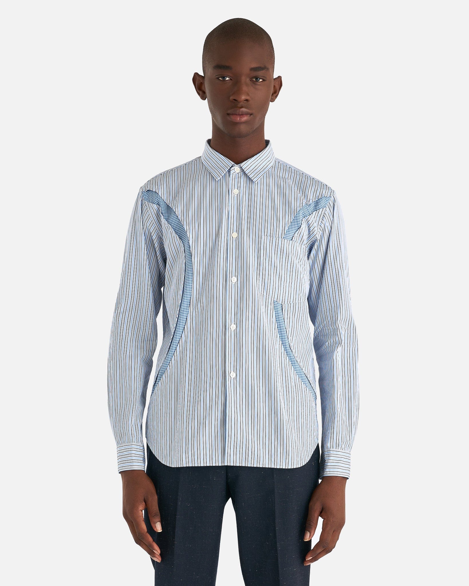 Оригінальна Stripe Printed Shirt In Blue Comme des garcons – боковий вид