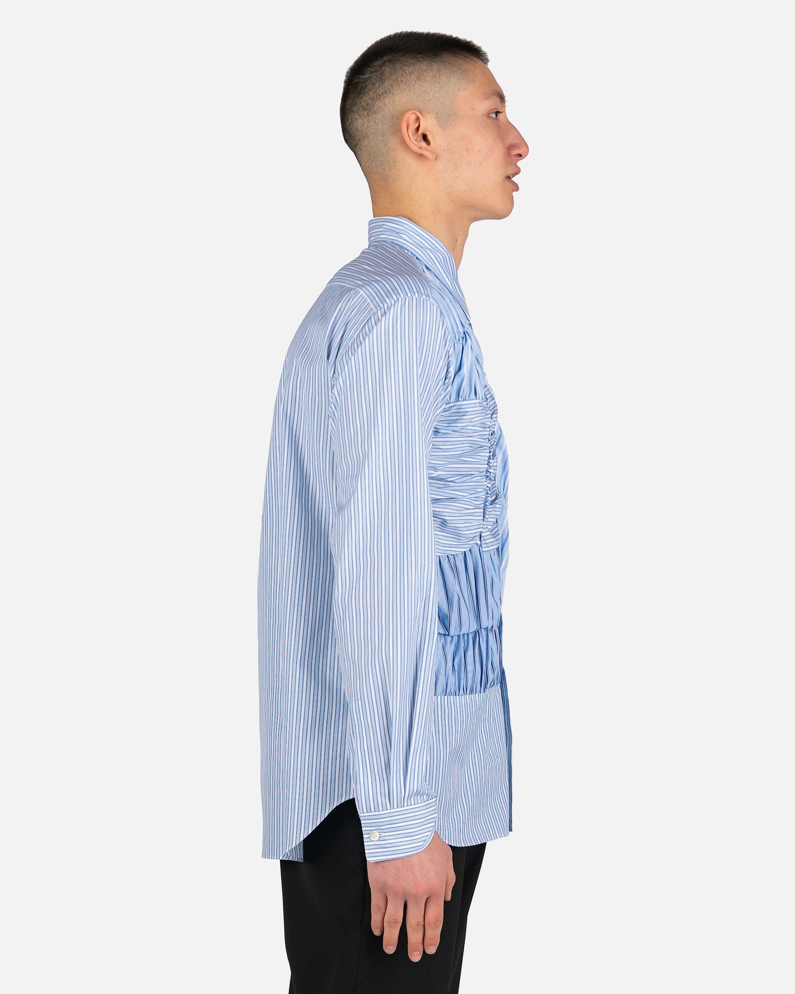 Оригінальна Striped Smocked-Detailed Shirt In Sax Comme des garcons – вид ззаду