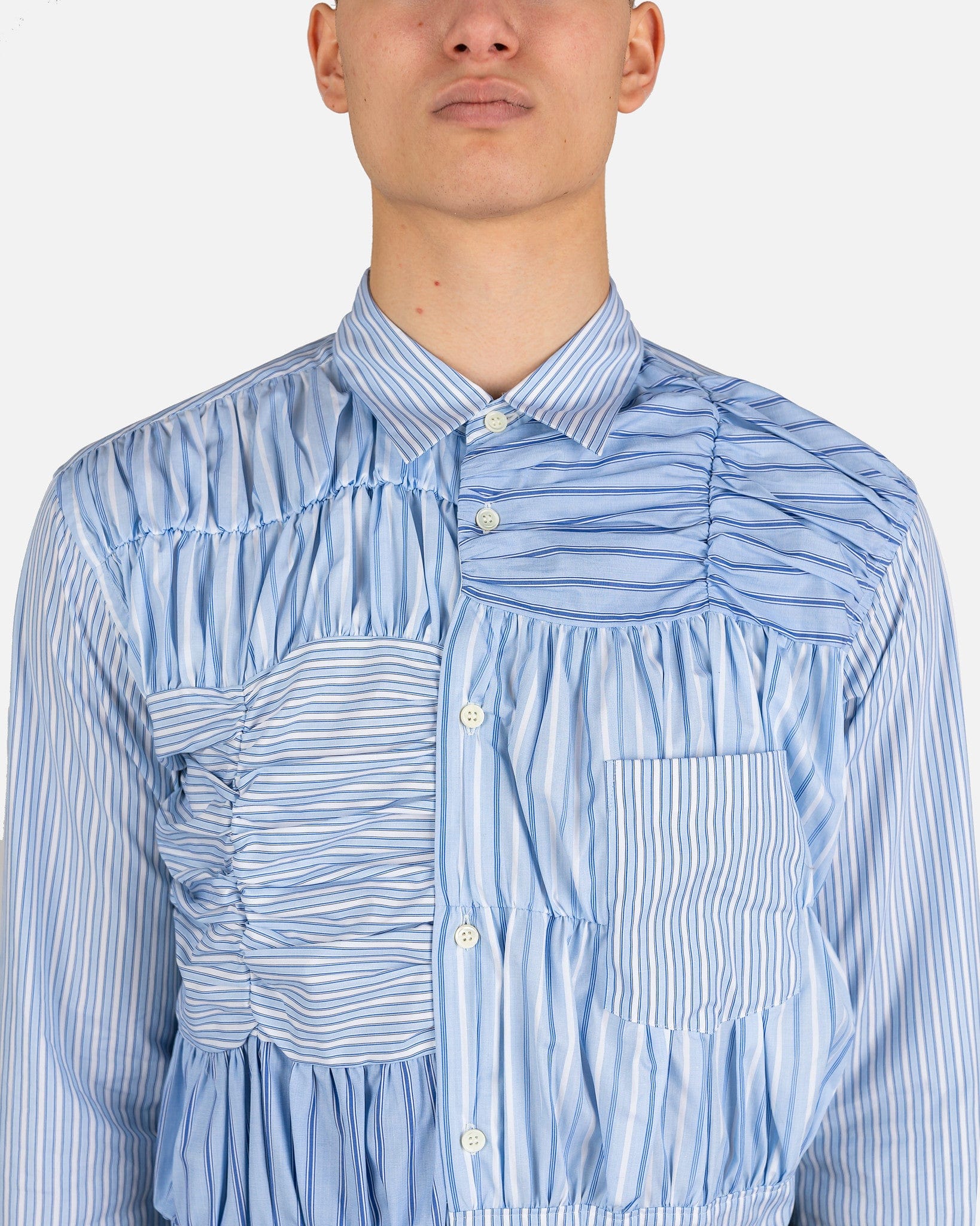 Оригінальна Striped Smocked-Detailed Shirt In Sax Comme des garcons – збільшений вид