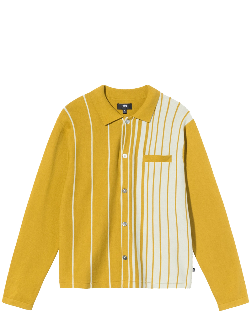 Mens Striped Knit Shirt Mustard Stussy – Гарантія оригінальності