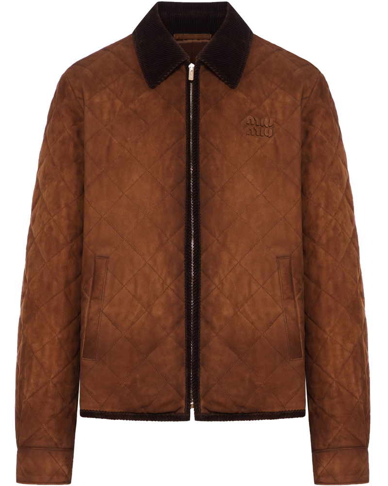 Оригінальна Suede Jacket With Velvet Collar Miu miu