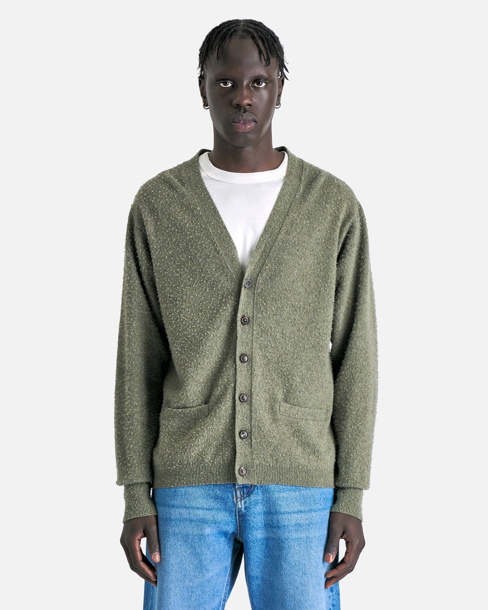 Оригінальна Summer Cashmere Cardigan In Moss Maison margiela – боковий вид