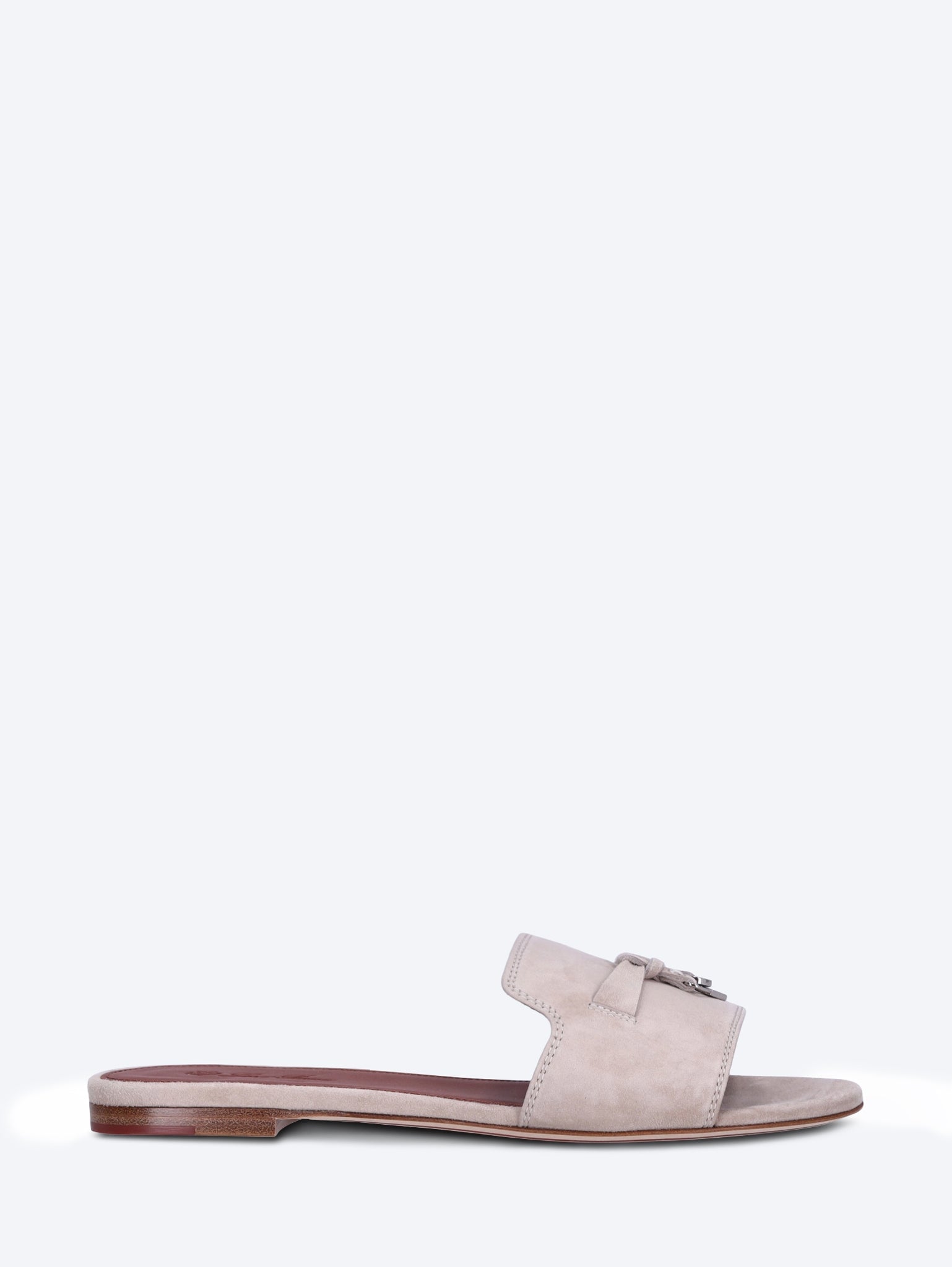 Summer Charms Velvet Suede Flat Mules Loro piana – Гарантія оригінальності – боковий вид