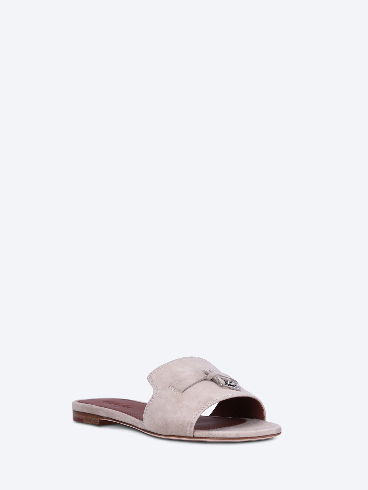 Summer Charms Velvet Suede Flat Mules Loro piana – Гарантія оригінальності – вид ззаду