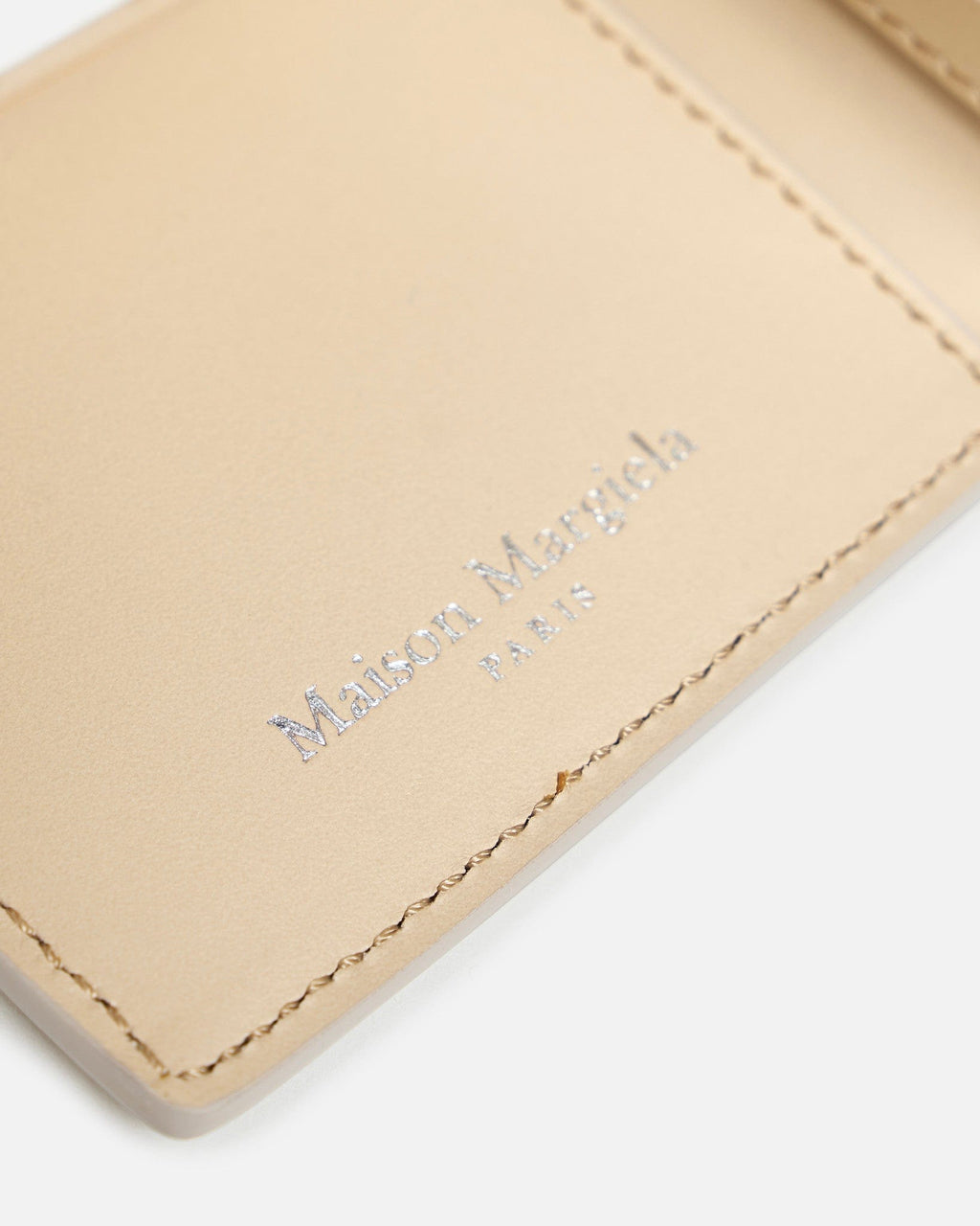 Оригінальна Textured Leather Cardholder In White Maison margiela – збільшений вид