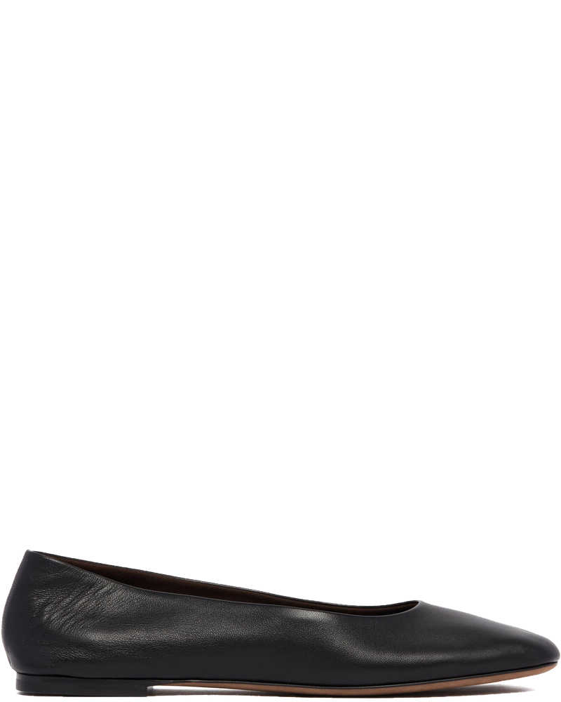 Black Leather Square-Toed Flats The row – Гарантія оригінальності