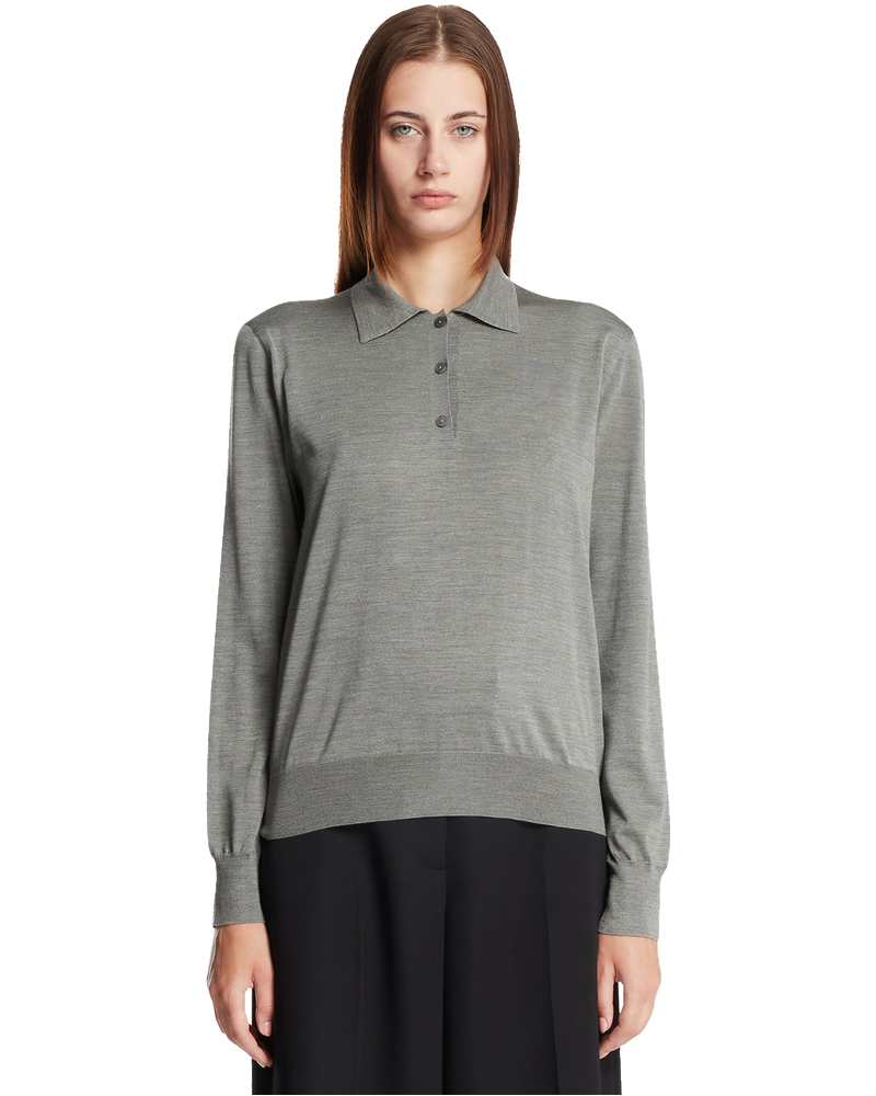 Gray Long-Sleeve Silk Polo The row – Гарантія оригінальності