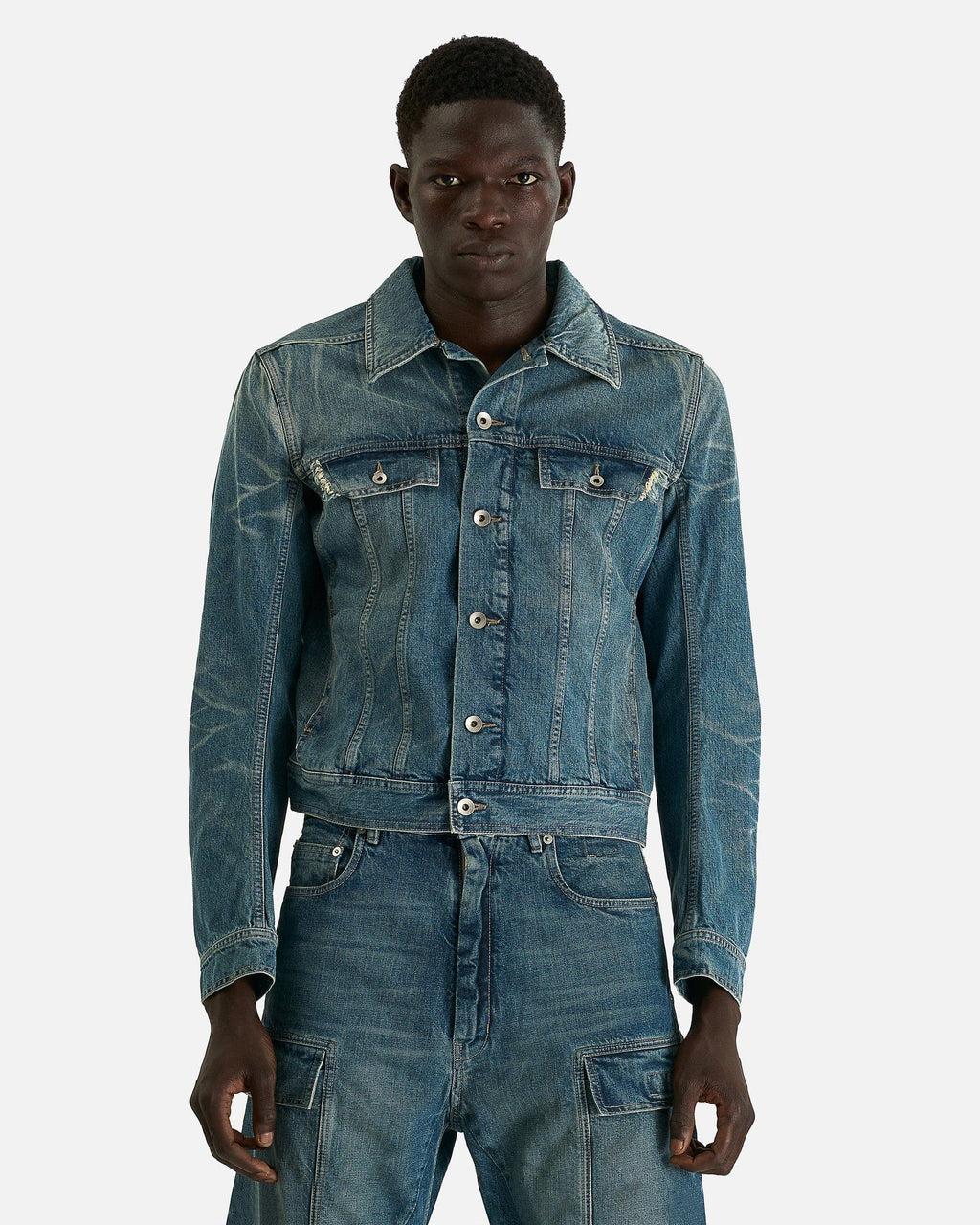 Оригінальна Trucker In Washed Indigo Rick owens – боковий вид