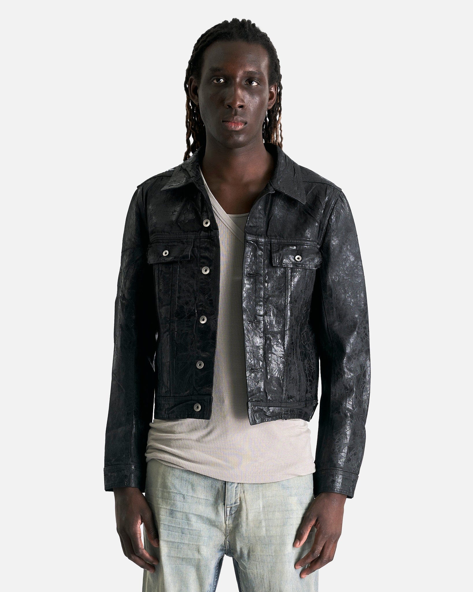 Trucker Jacket In Black Rick owens оригінал – Купити в Україні – боковий вид