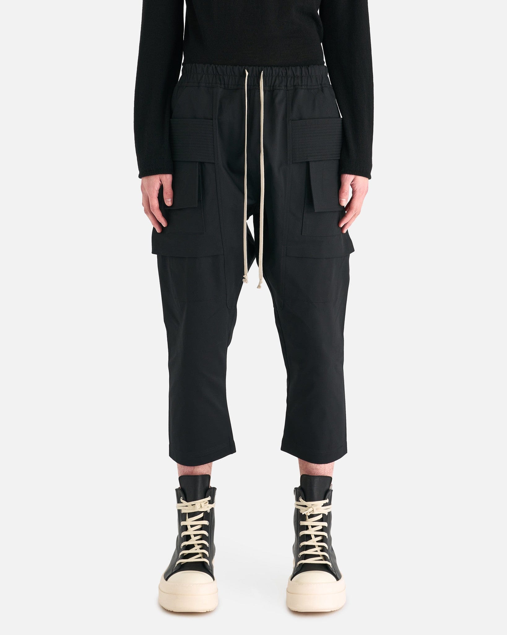Оригінальна Twill Cropped Creatch Cargo In Black Rick owens – боковий вид
