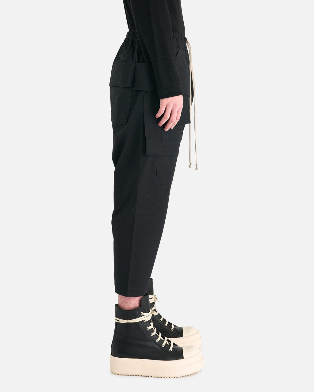 Оригінальна Twill Cropped Creatch Cargo In Black Rick owens – вид ззаду