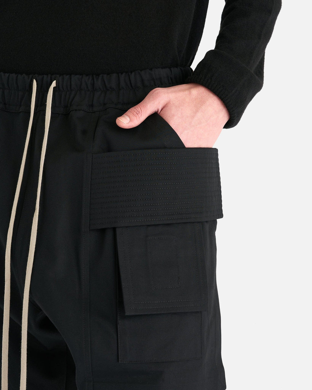 Оригінальна Twill Cropped Creatch Cargo In Black Rick owens – збільшений вид